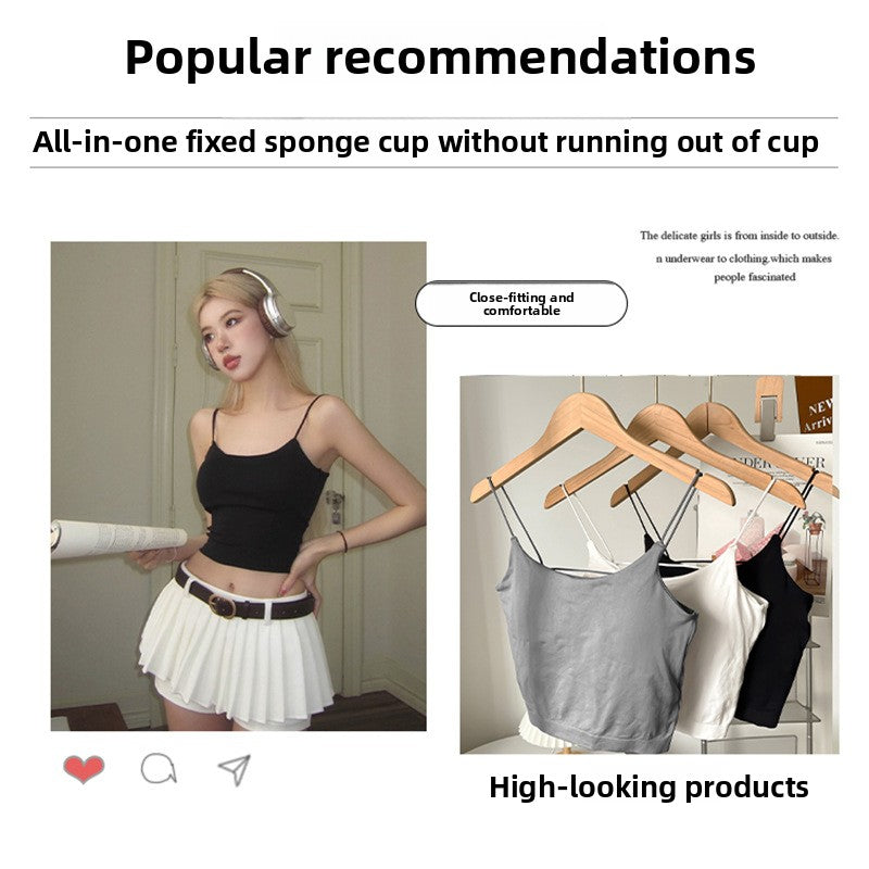 Hollow Back Camisole with Fixed Cup