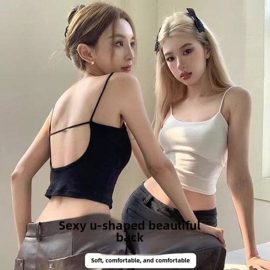 Hollow Back Camisole with Fixed Cup