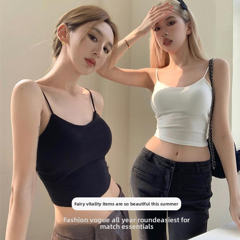Hollow Back Camisole with Fixed Cup