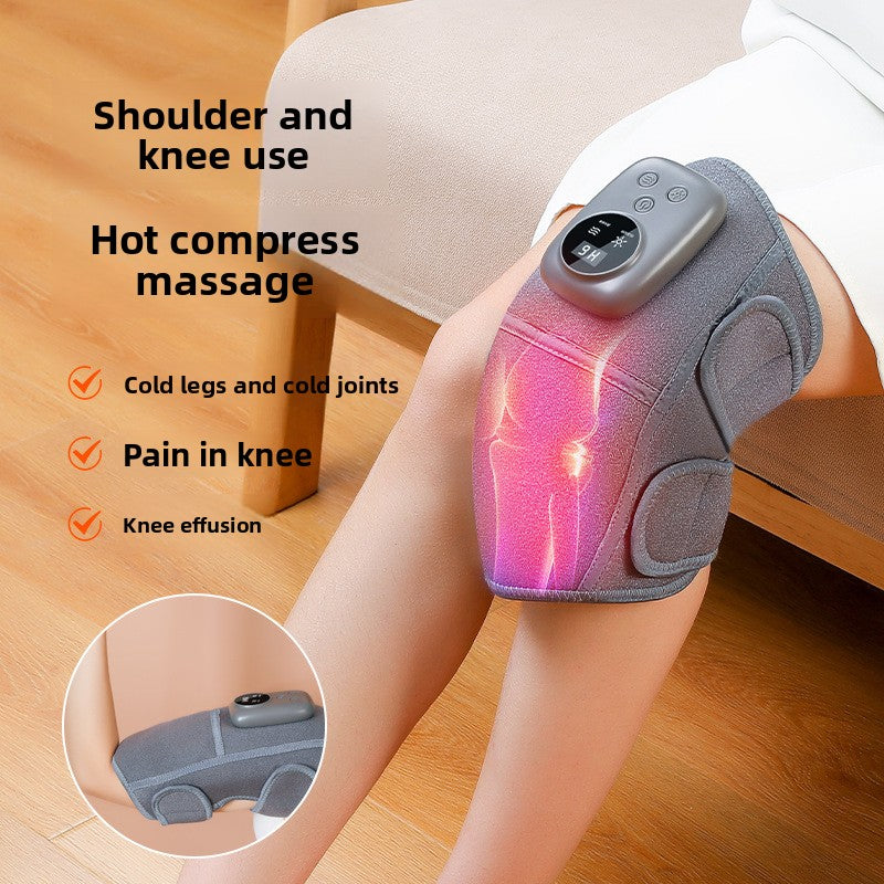 Old leg joint heat therapy, pain relief and massage device