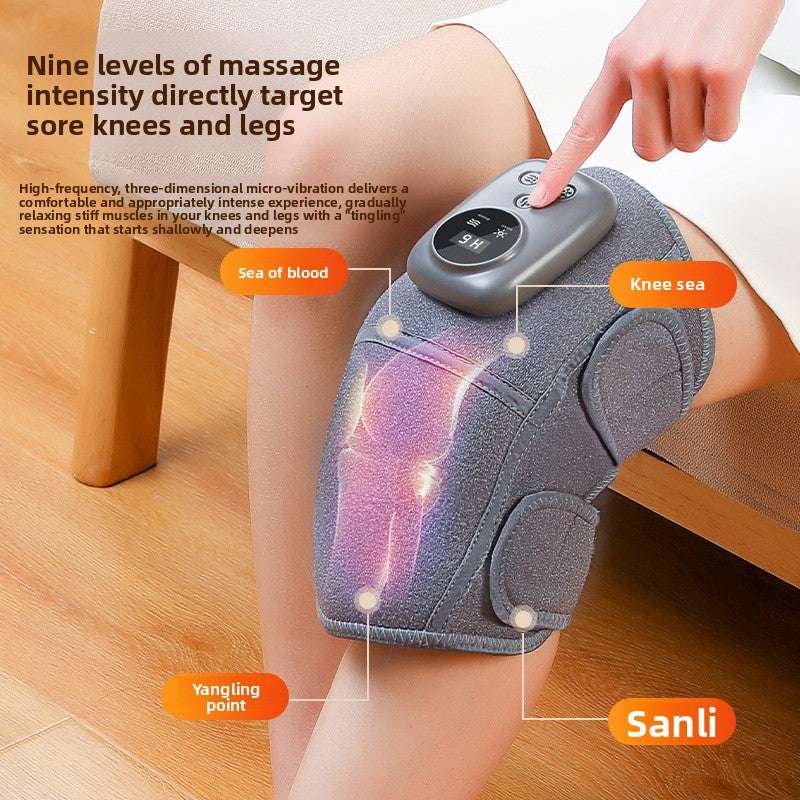 Old leg joint heat therapy, pain relief and massage device