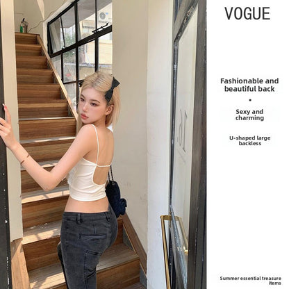 Hollow Back Camisole with Fixed Cup