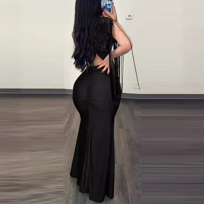 Elegant Sequin Tassel Sleeve Bodycon Dress