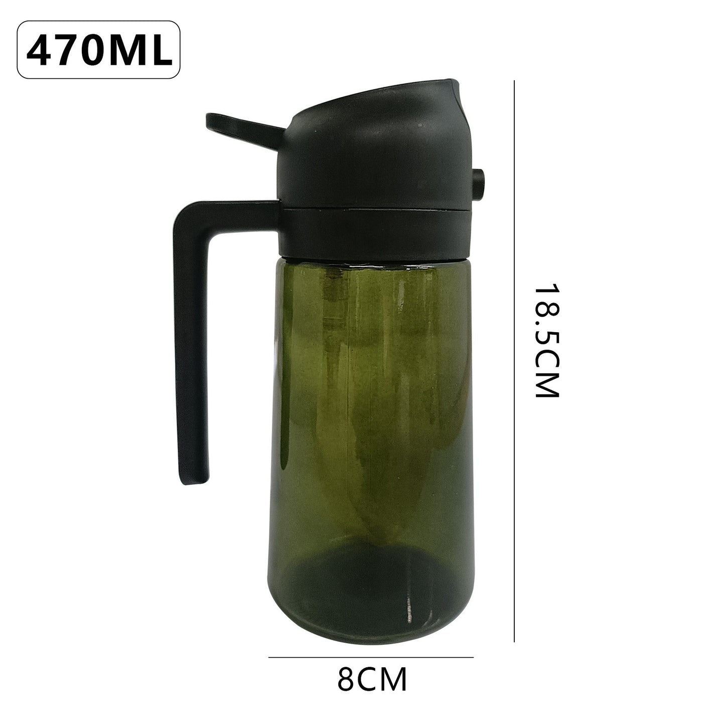 Household spray-pouring dual-purpose glass oil bottle