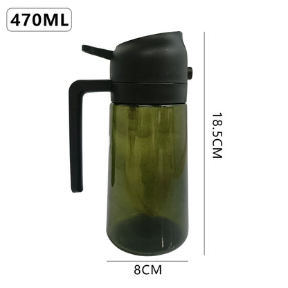 Household spray-pouring dual-purpose glass oil bottle
